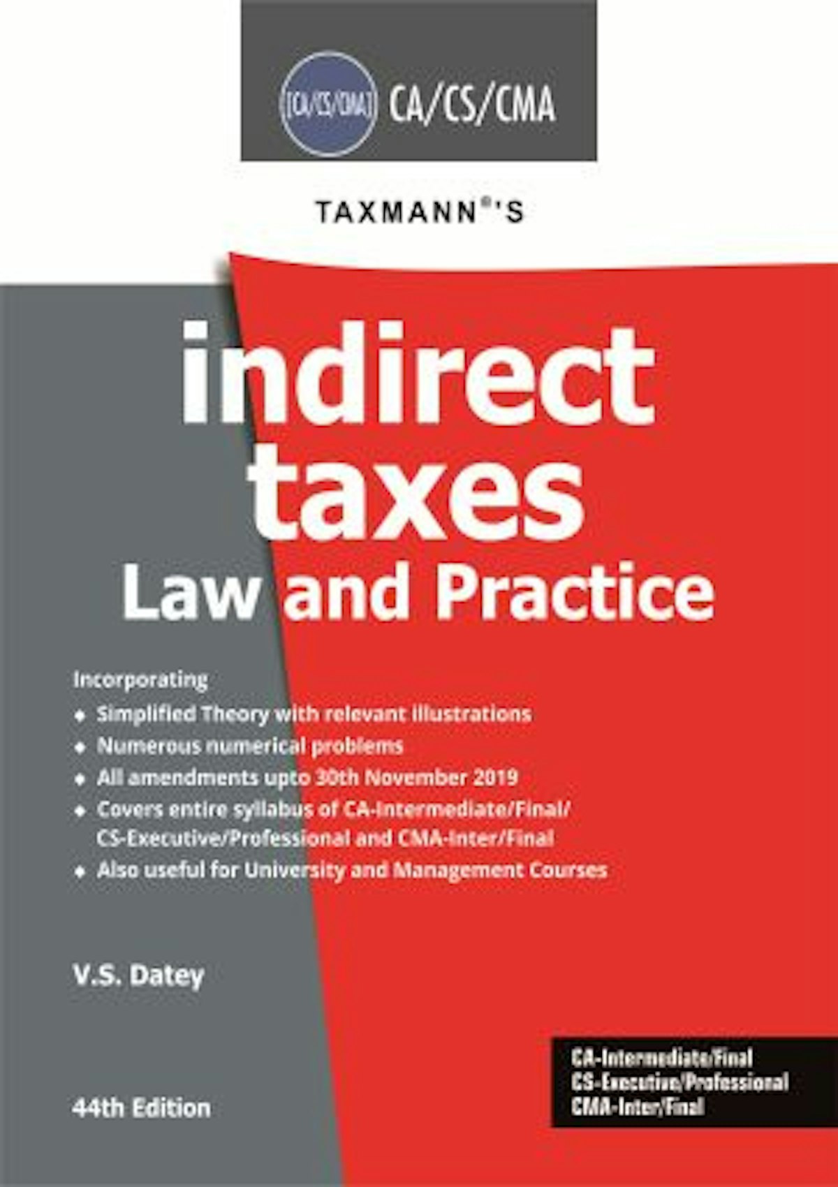 Buy Indirect Taxes Law and Practice 44th Edn Virtual Book By V.S. Datey